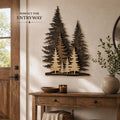 Layered pine tree decor, forest scene wall art, rustic cabin nature-inspired home design