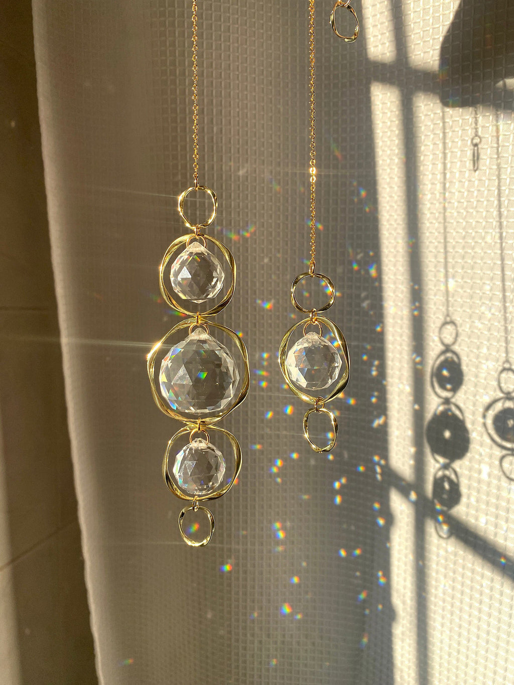 Bangle Sun Catcher, Hanging Gold Crystal Prism