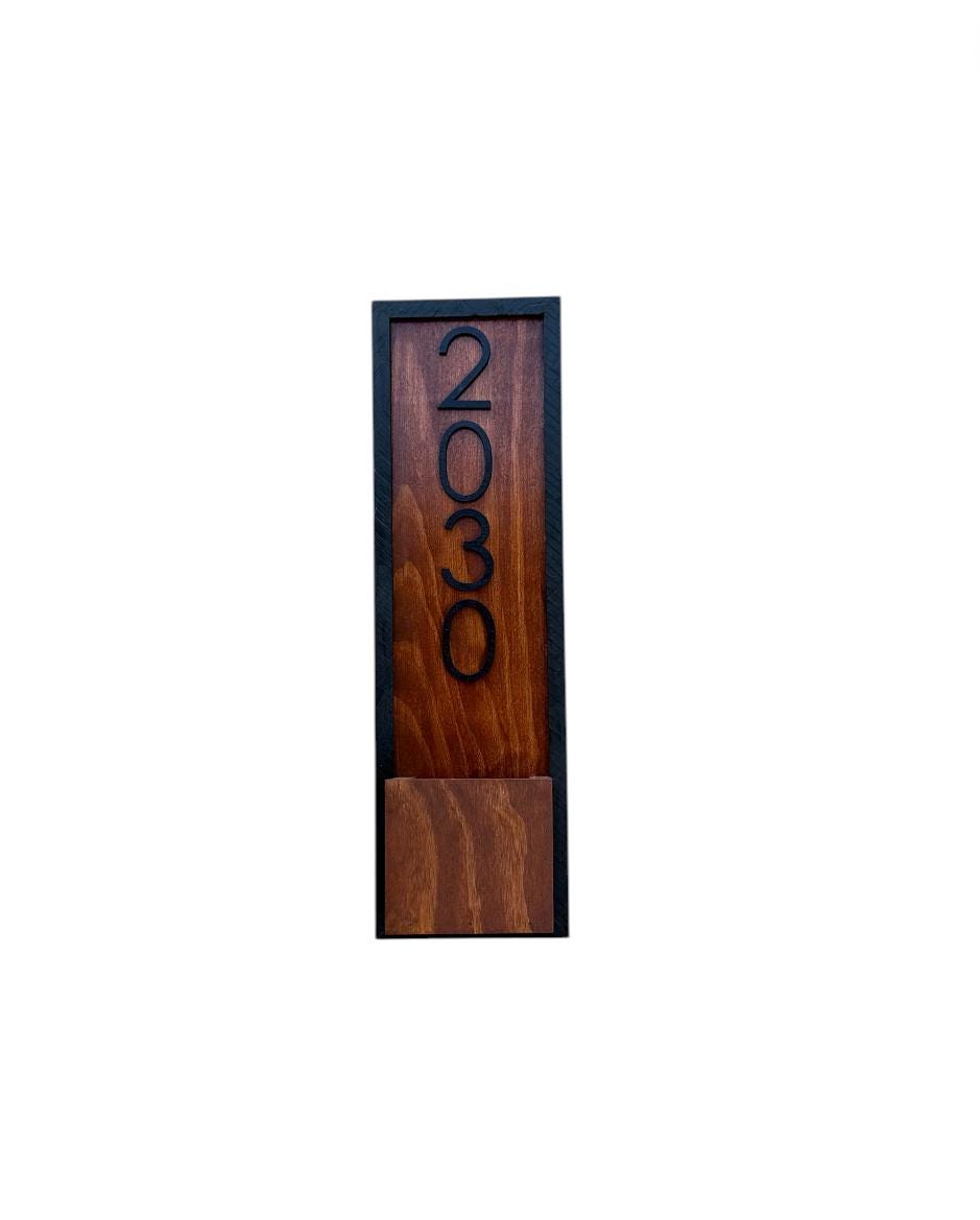 Vertical Address Plaque, Modern Wood House Numbers, Beach Cottage Decor