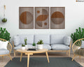 Abstract Boho Wood Wall Art, Bauhaus Inspired Geometric Design, Mid Century Modern Wall Decor, 3 Panel Wooden Set, Statement Home Gift