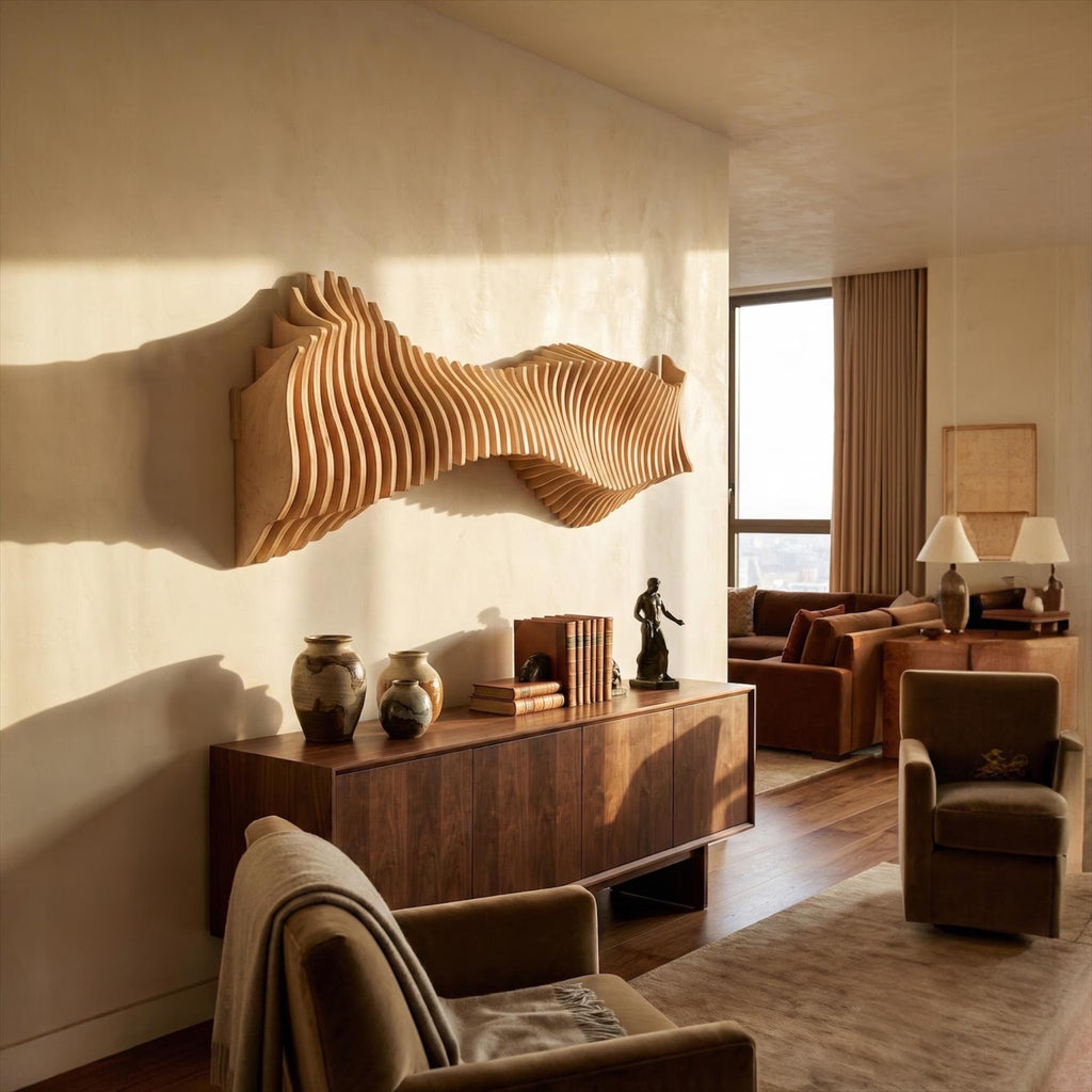 Parametric Wood Wall Art "Anomaly" Home Décor Acoustic Minimalistic Bohemian Modern