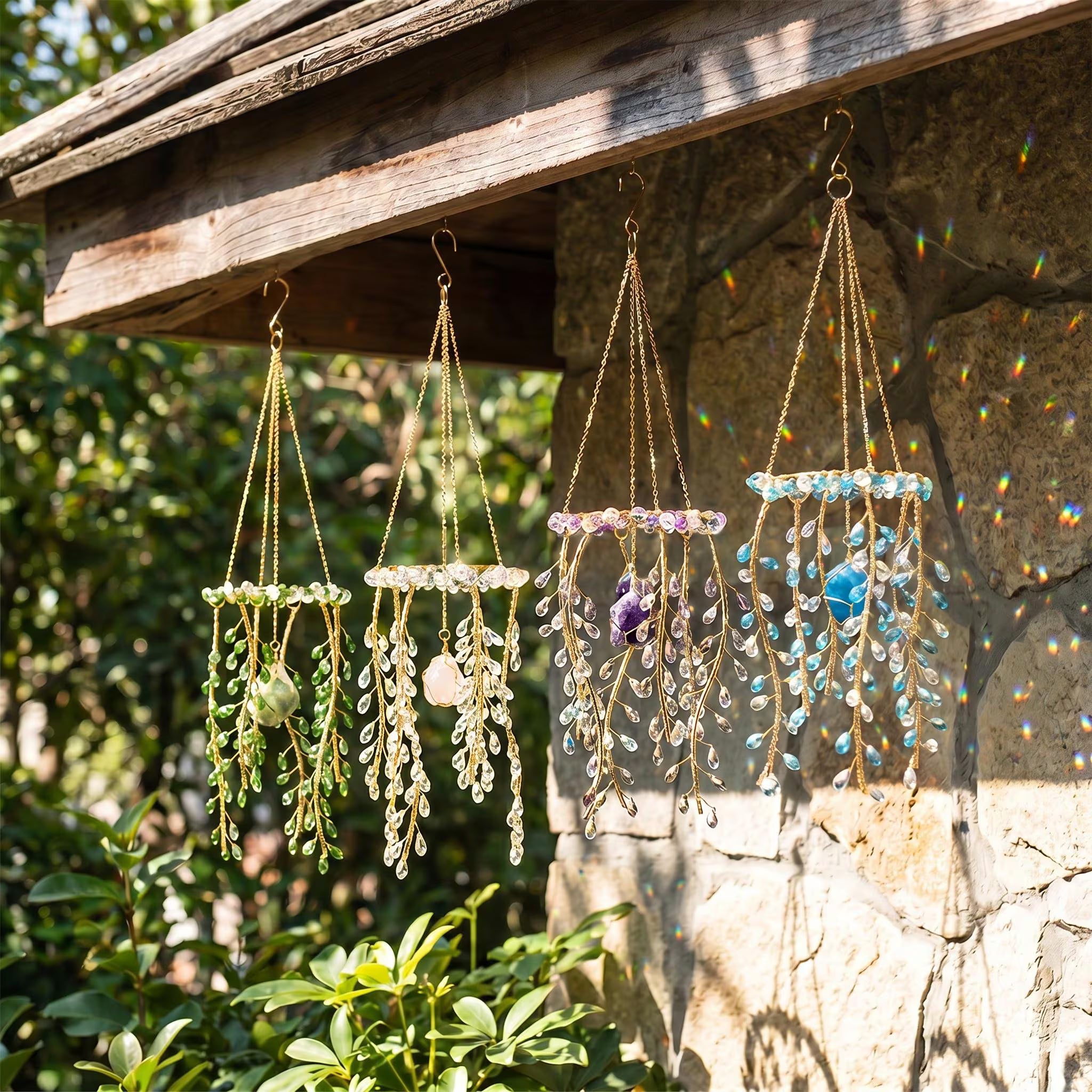 Colorful Willow Tree Suncatcher, Handmade Rainbow Window Hanging, Boho Crystal Garden Decor, Crystal Prism Suncatcher, Crystal Window Charm