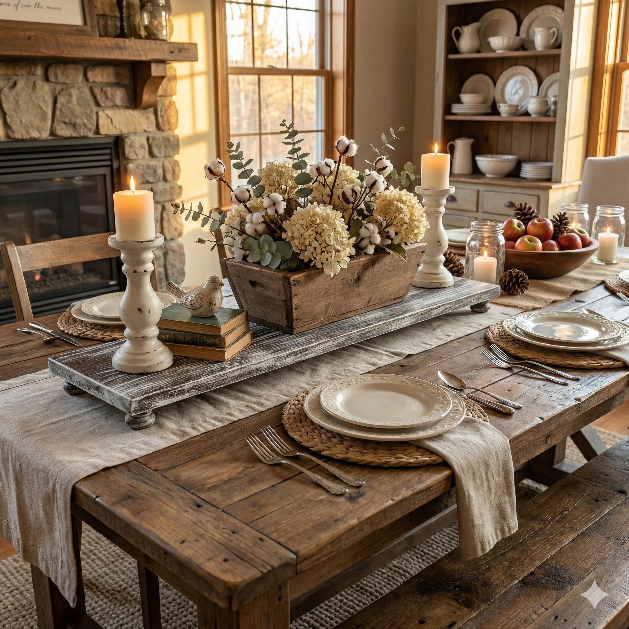 Handmade Rustic Pine Wood Display Riser: Farmhouse Table Decor