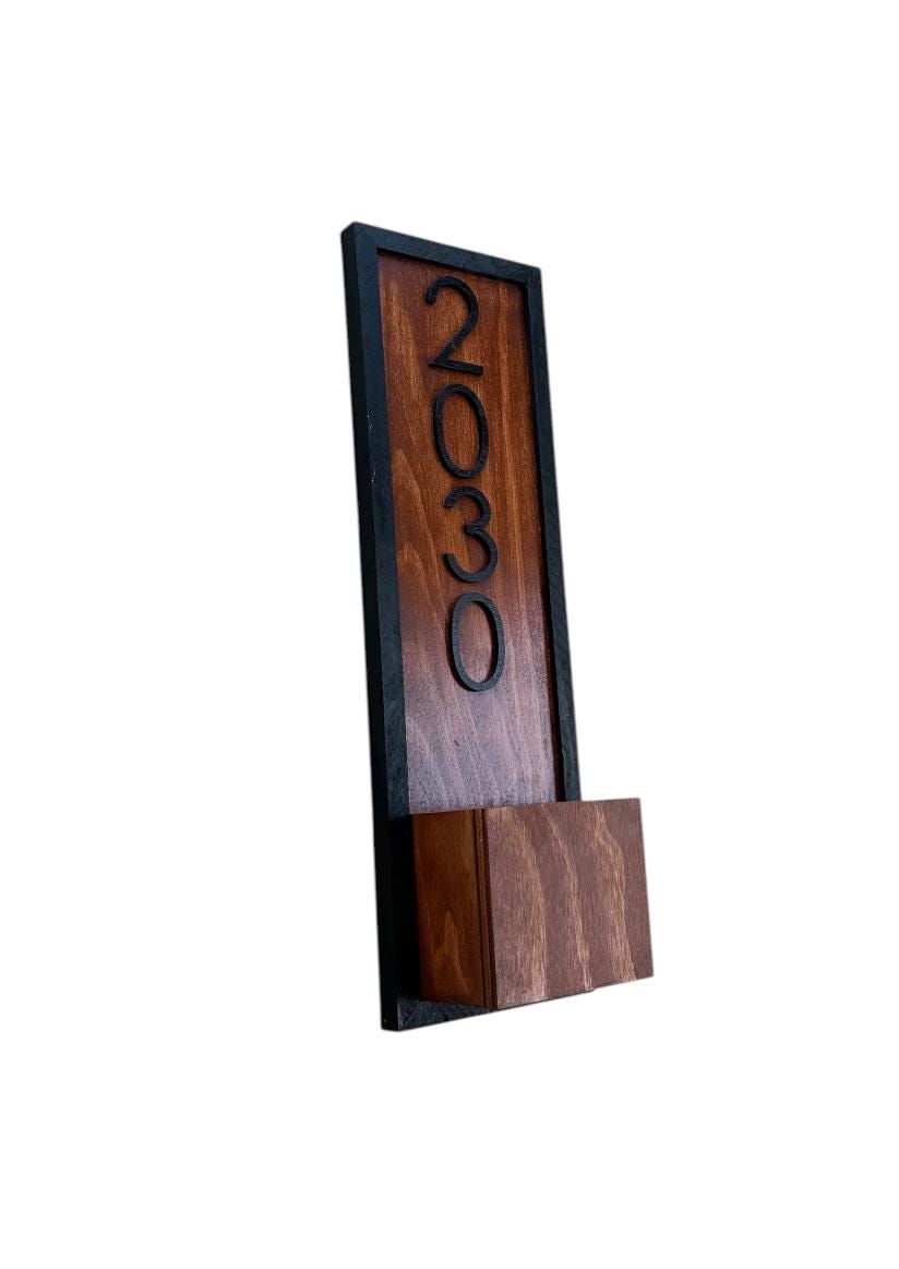Vertical Address Plaque, Modern Wood House Numbers, Beach Cottage Decor