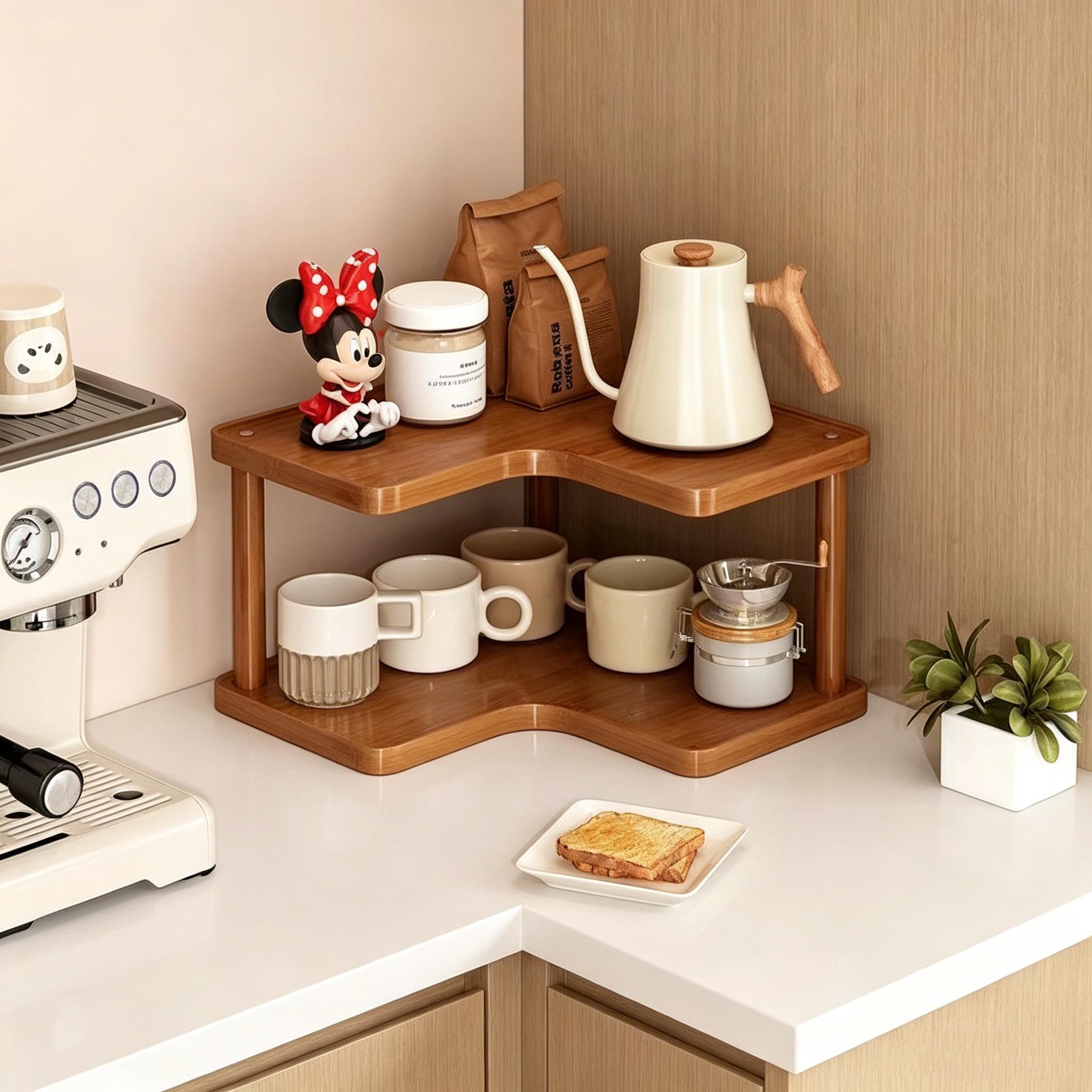 Wooden Corner Shelf, Countertop Organizer, Kitchen Bathroom Stand, Cosy Natural Decor, Modern Home Decor, Corner Shelves, Small Space Storage