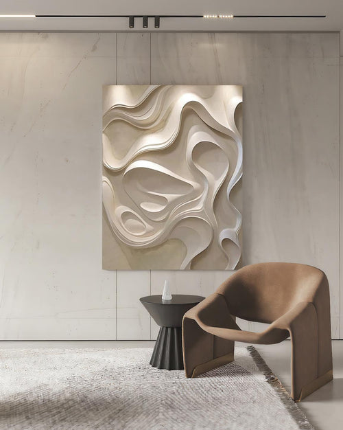 Hand-Carved 3D Wood Wall Art, Sculptured Textured Decor