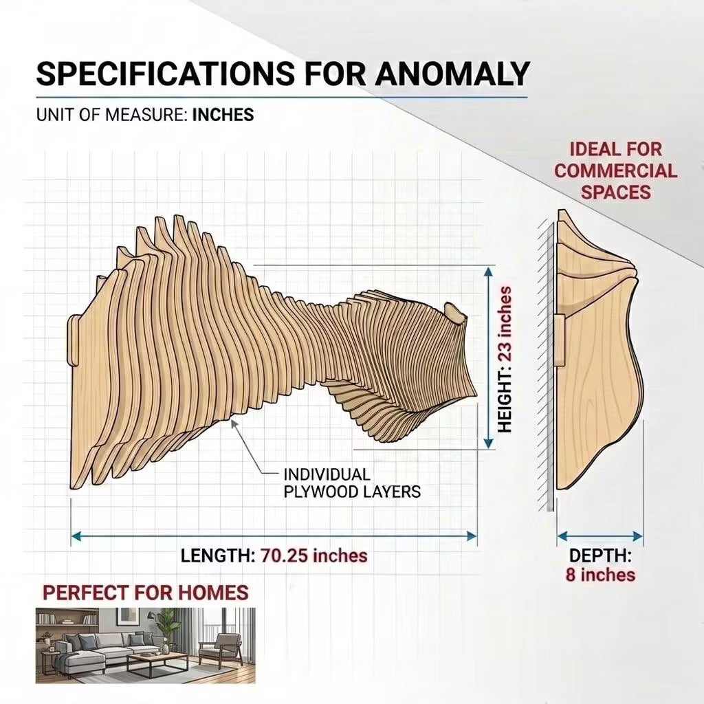 Parametric Wood Wall Art "Anomaly" Home Décor Acoustic Minimalistic Bohemian Modern