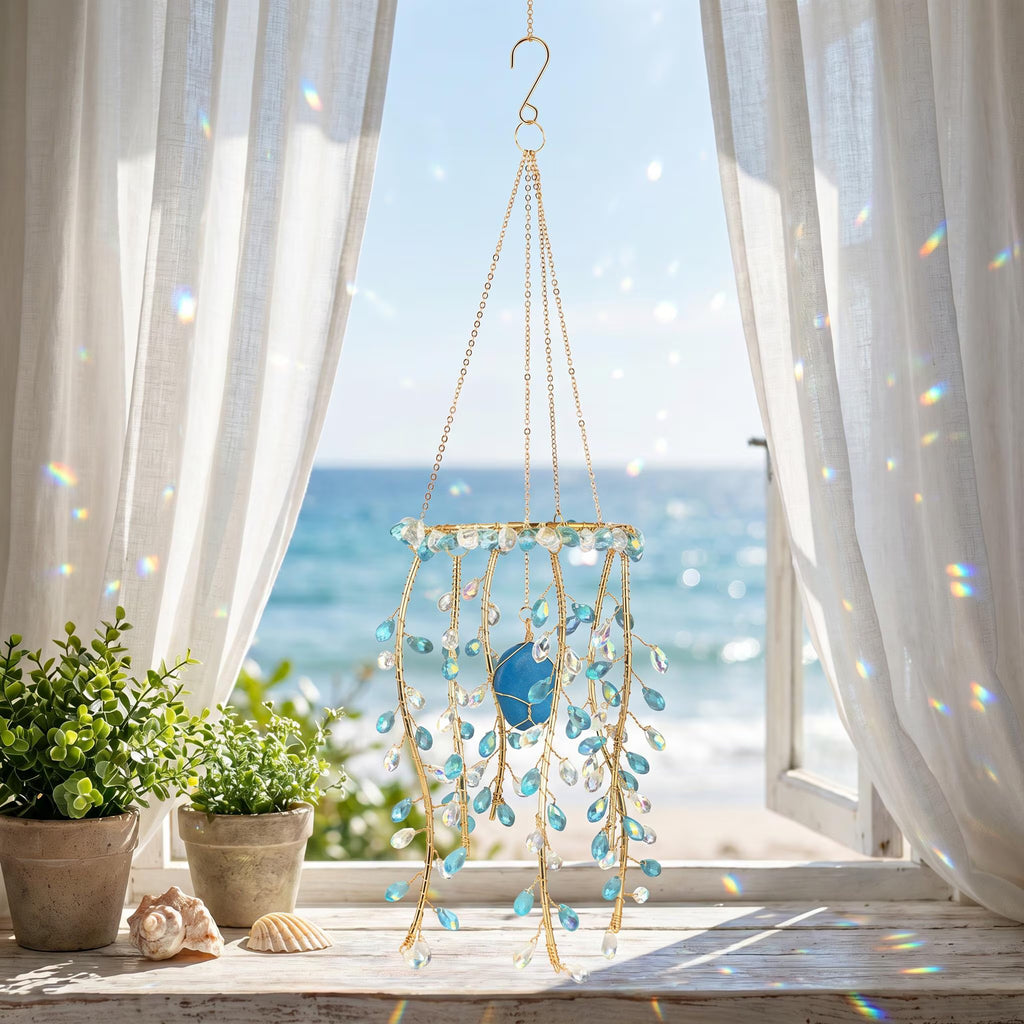 Colorful Willow Tree Suncatcher, Handmade Rainbow Window Hanging, Boho Crystal Garden Decor, Crystal Prism Suncatcher, Crystal Window Charm