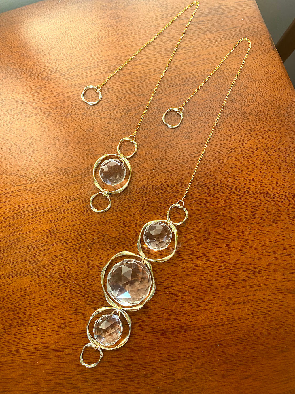 Bangle Sun Catcher, Hanging Gold Crystal Prism