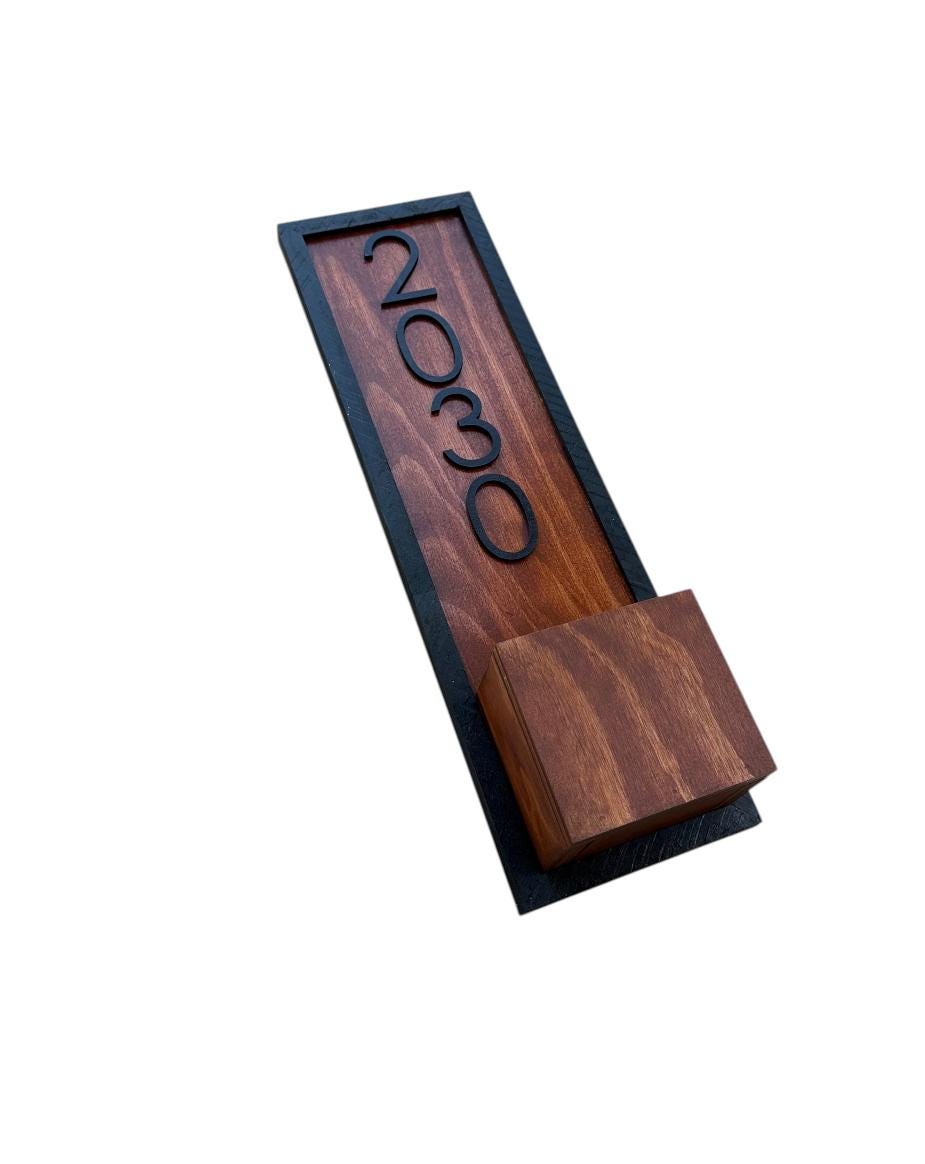 Vertical Address Plaque, Modern Wood House Numbers, Beach Cottage Decor