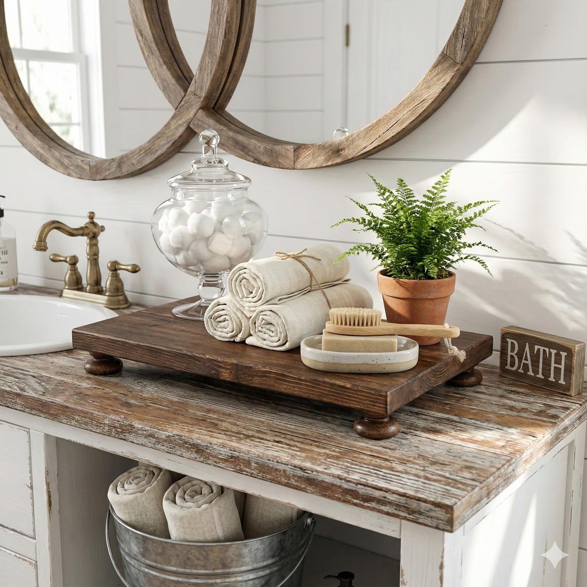 Handmade Rustic Pine Wood Display Riser: Farmhouse Table Decor
