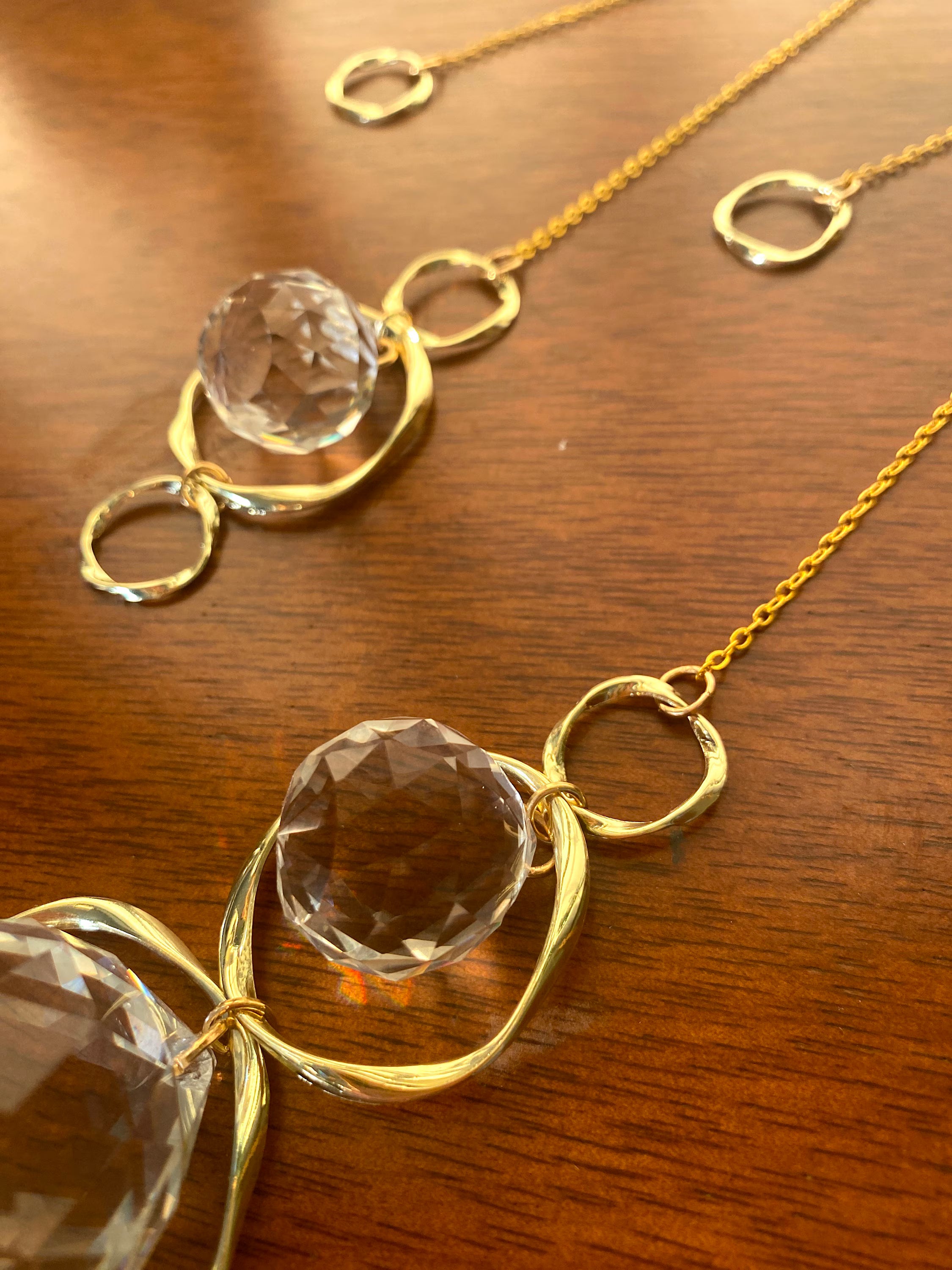 Bangle Sun Catcher, Hanging Gold Crystal Prism