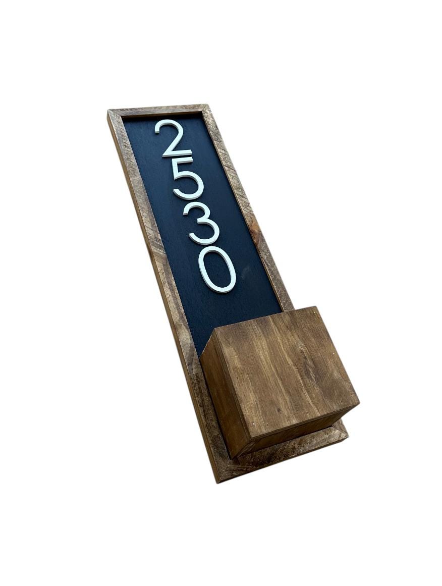 Vertical Address Plaque, Modern Wood House Numbers, Beach Cottage Decor