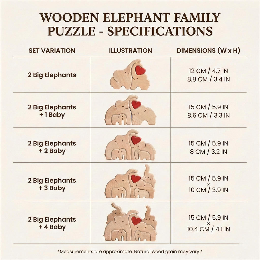 Personalized Elephant Family Wooden Puzzle | Custom Name Wood Animal Figurine | Fathers Day Gift | New Dad Keepsake Family Desk Decor