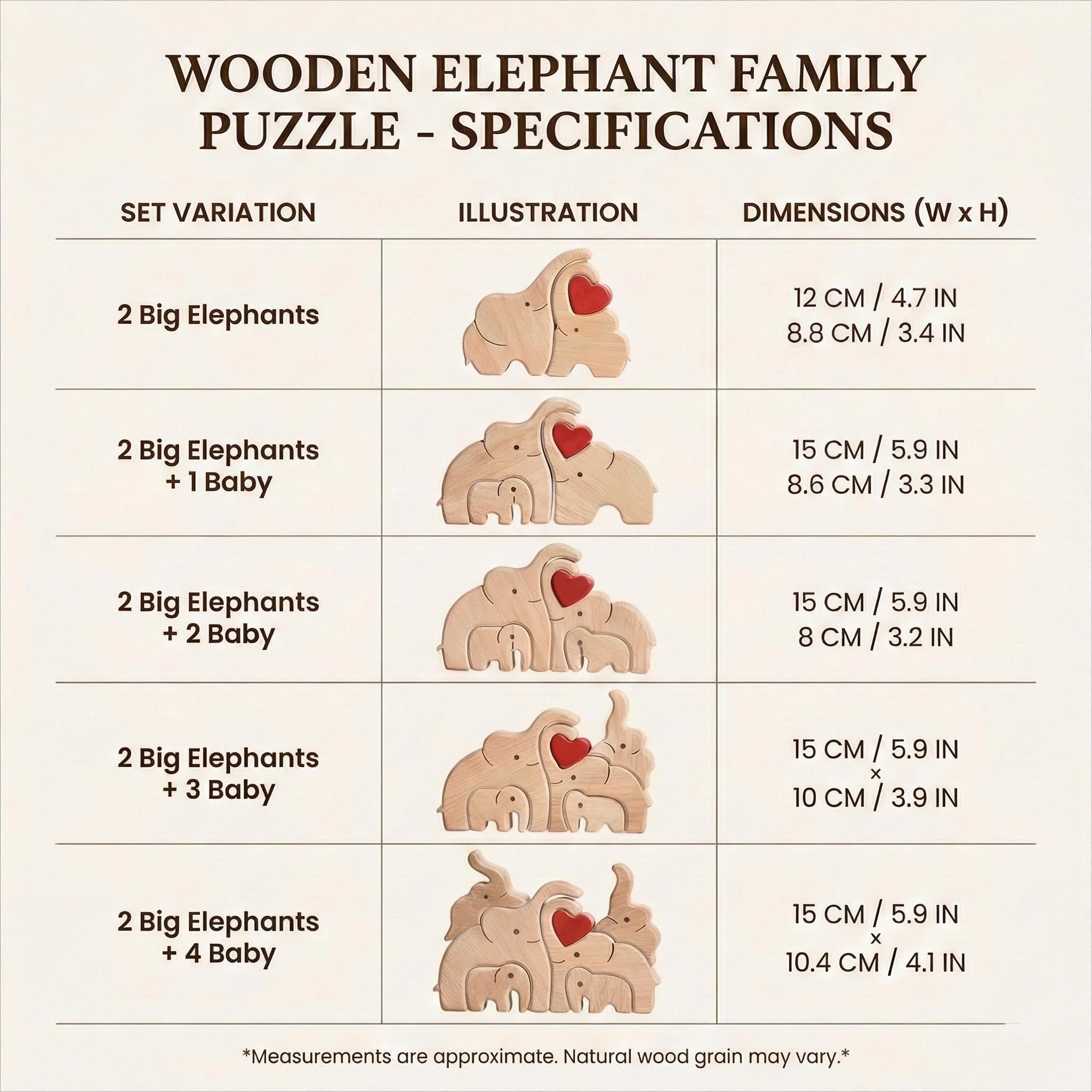 Personalized Elephant Family Wooden Puzzle | Custom Name Wood Animal Figurine | Fathers Day Gift | New Dad Keepsake Family Desk Decor