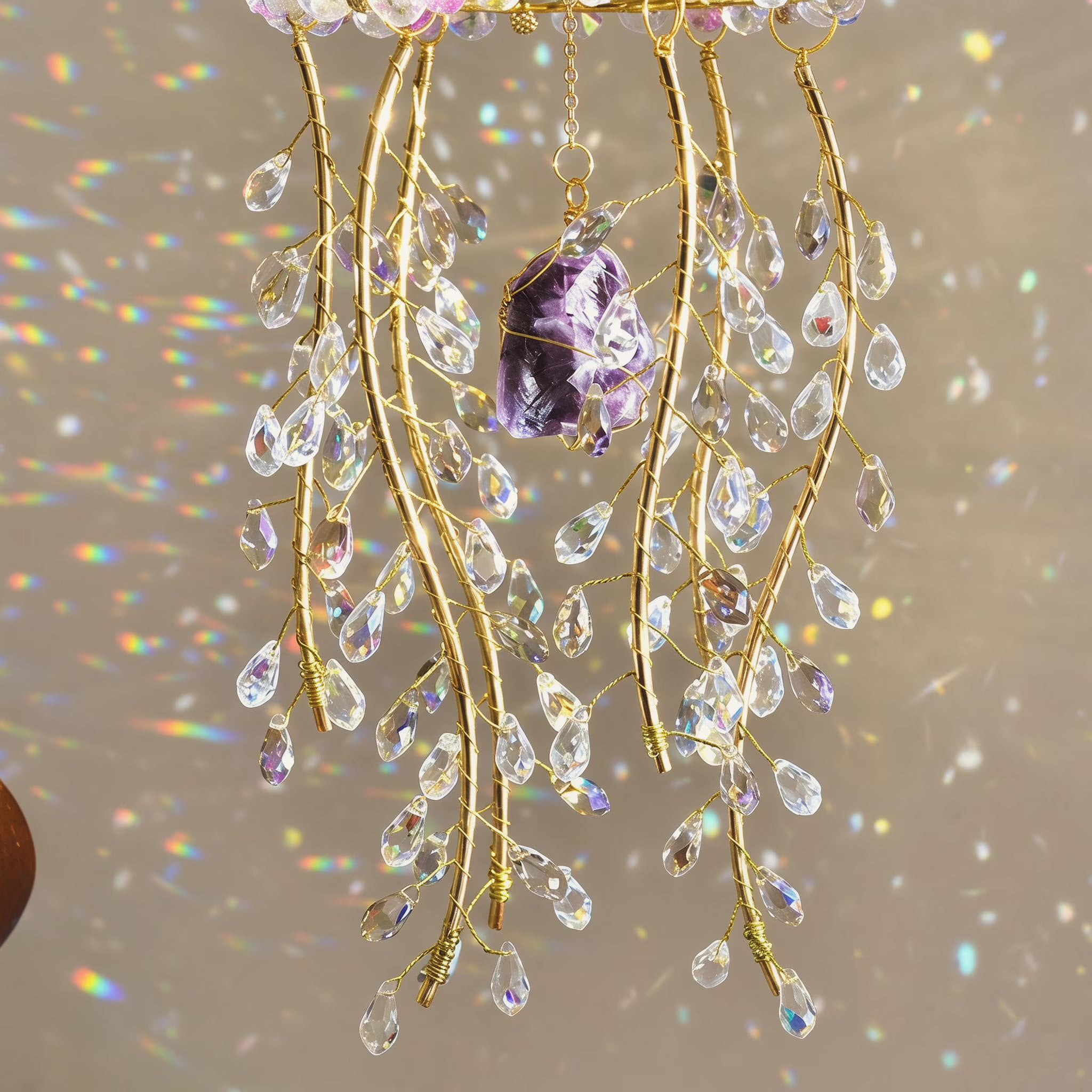 Colorful Willow Tree Suncatcher, Handmade Rainbow Window Hanging, Boho Crystal Garden Decor, Crystal Prism Suncatcher, Crystal Window Charm