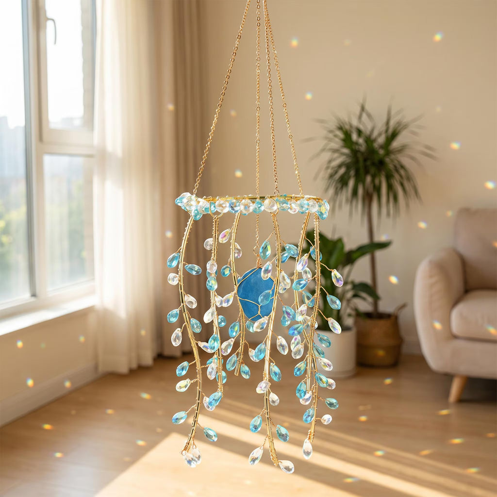Colorful Willow Tree Suncatcher, Handmade Rainbow Window Hanging, Boho Crystal Garden Decor, Crystal Prism Suncatcher, Crystal Window Charm