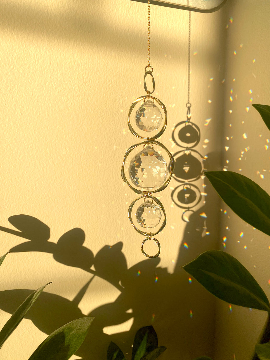 Bangle Sun Catcher, Hanging Gold Crystal Prism