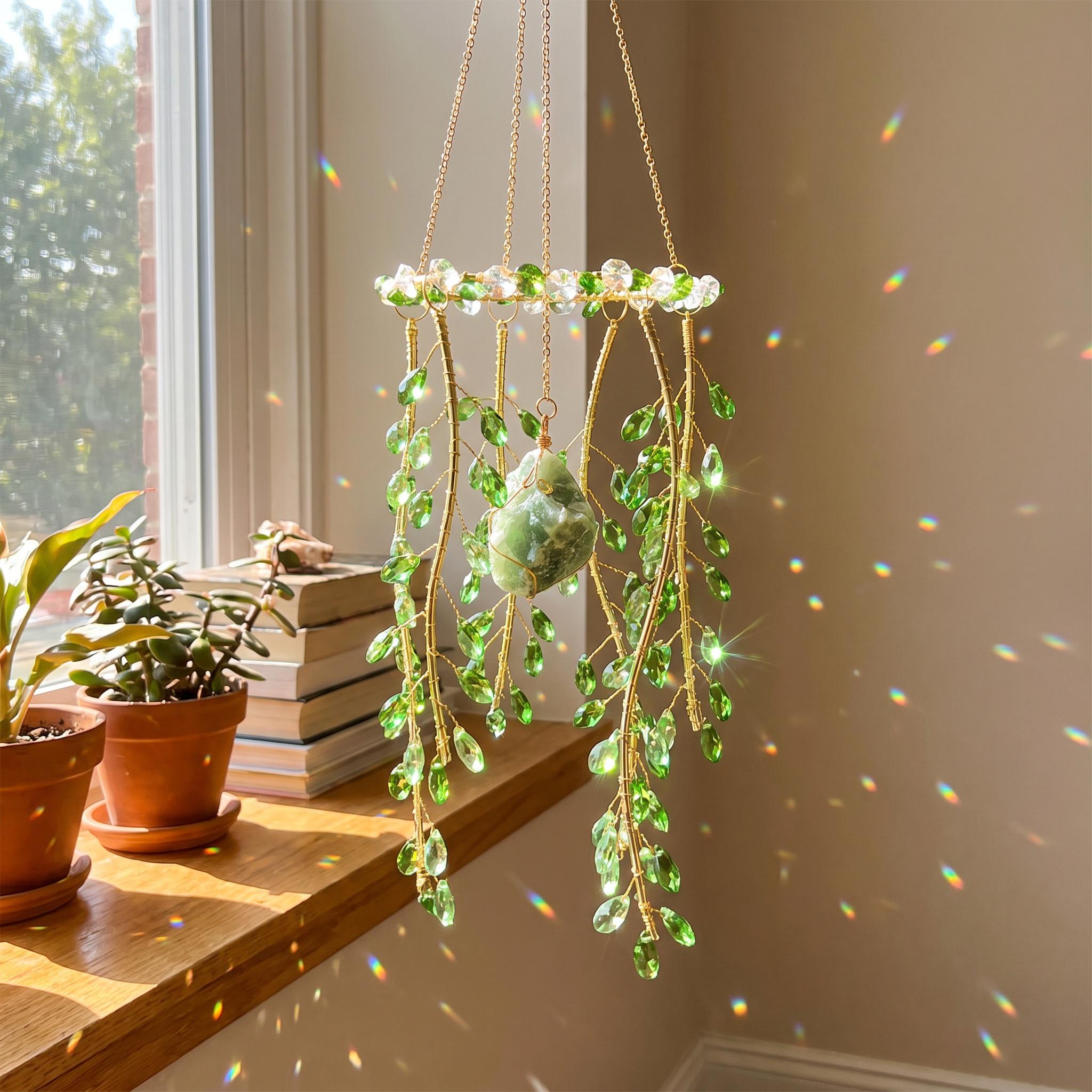 Colorful Willow Tree Suncatcher, Handmade Rainbow Window Hanging, Boho Crystal Garden Decor, Crystal Prism Suncatcher, Crystal Window Charm