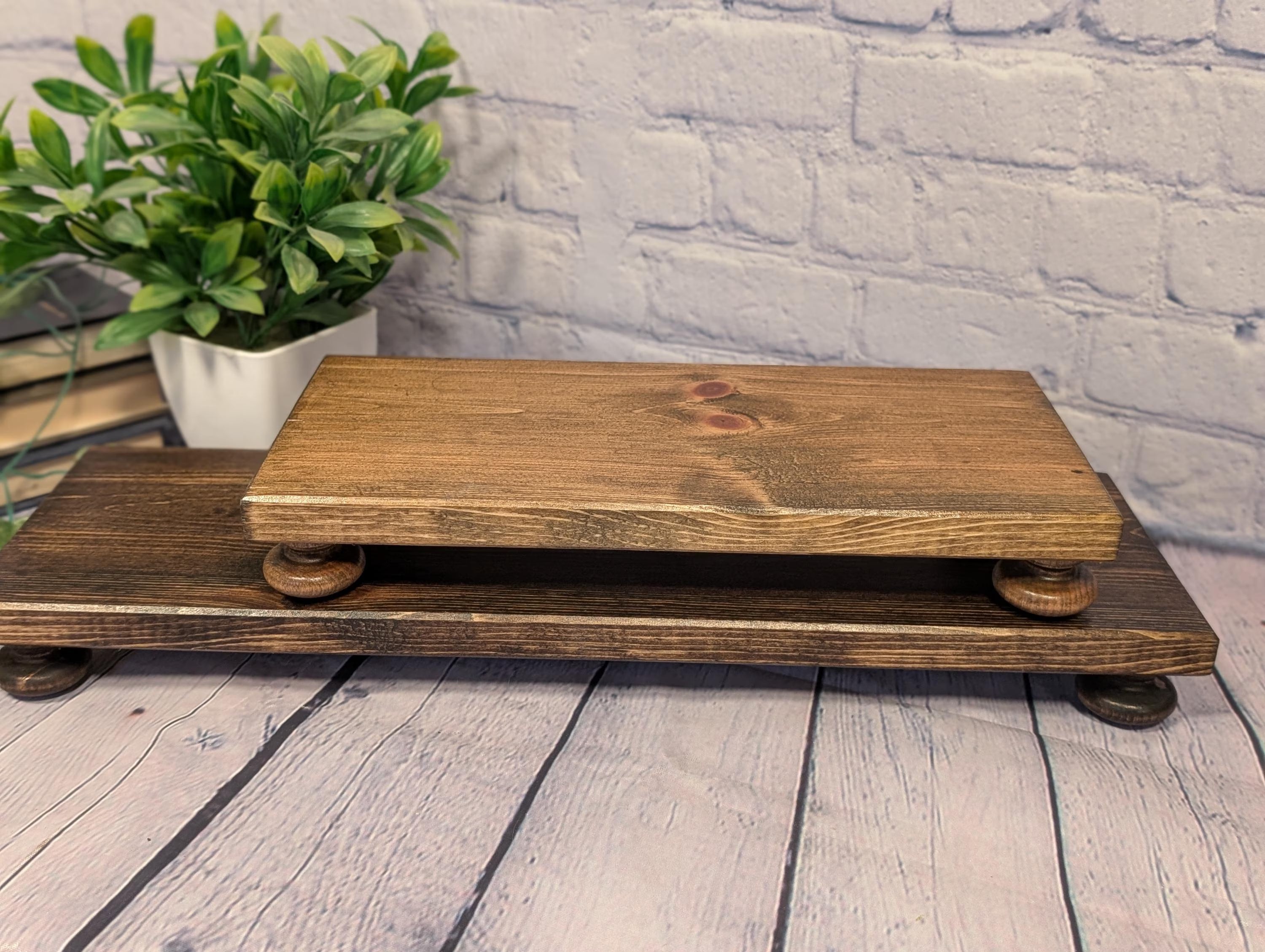Handmade Rustic Pine Wood Display Riser: Farmhouse Table Decor