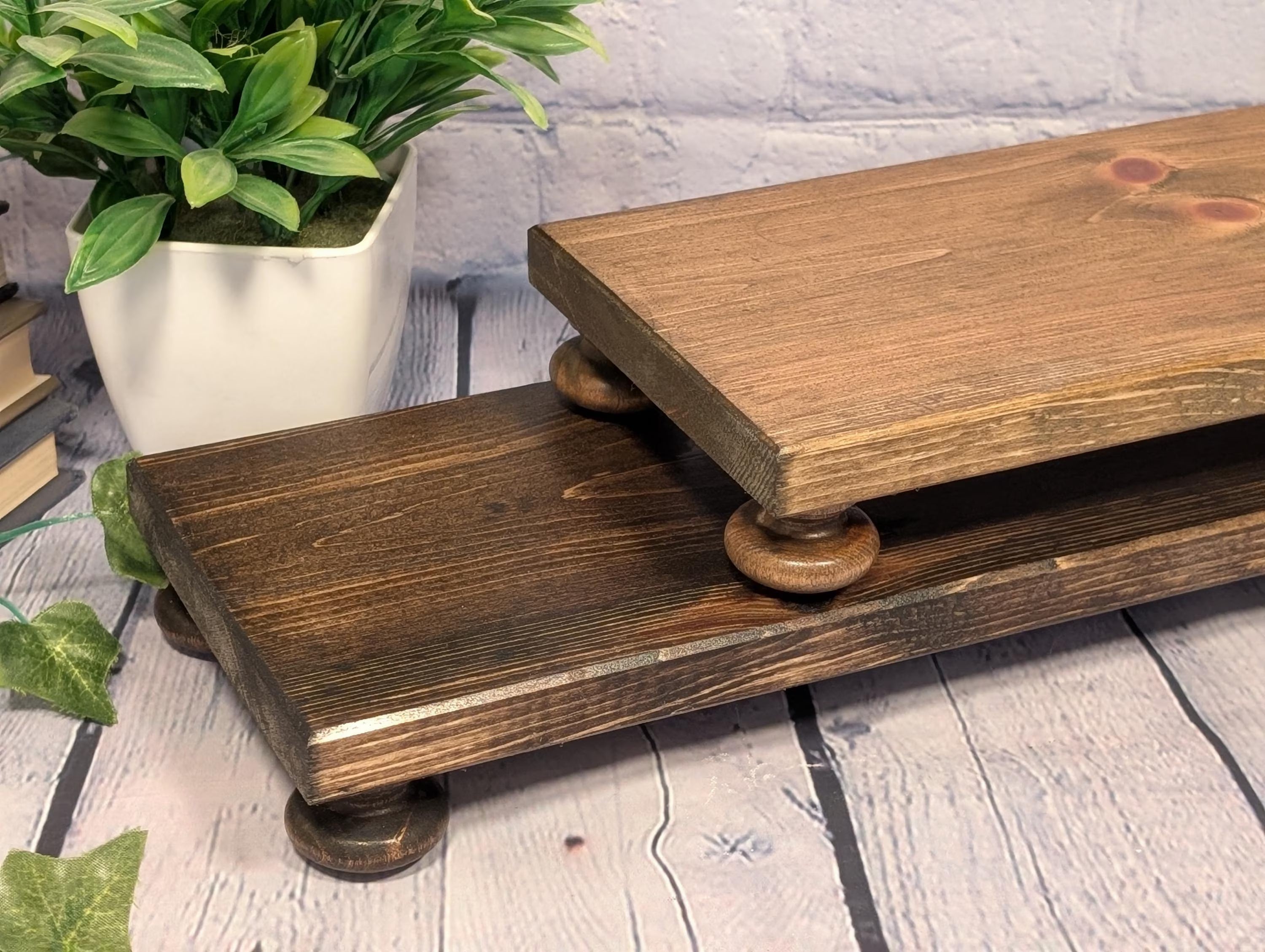 Handmade Rustic Pine Wood Display Riser: Farmhouse Table Decor